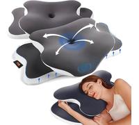 Lot de 2 oreillers orthopédiques Linomag®, mousse à mémoire de forme, housse lavable, soutient la tête, la nuque, les épaules et les bras, blanc/noir, 65 x 40 x 14 cm