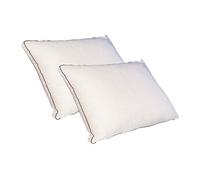 Lot de 2 oreillers sensation duvet en percale de coton 91 fils/cm² 50 x 70 cm - 700 gr - Blanc - AUXENCE