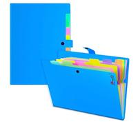Lot de 2 organiseurs de fichiers extensibles avec 10 pochettes colorées en polyéthylène A4 - Dossier accordéon bleu ciel avec onglets pour bureau, voyage d'affaires, école et maison