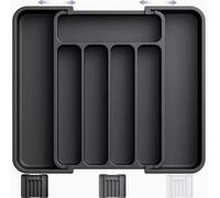 Lot de 2 organiseurs de tiroirs de cuisine modulables – Grille de rangement amovible pour tiroirs – Organiseur de tiroirs de cuisine réglable pour couverts, bureau et bacs de rangement
