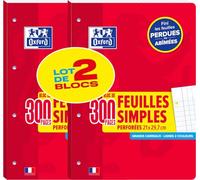 Lot de 2 pack de feuilles simples détachables Oxford A4 300p Seyès