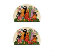 Lot de 2 paillassons faciles à nettoyer 40 x 60 cm - Secouez pour un | Adorable imprimé chat, pour une sensation de coton doux, prise en main sûre, taille 40 x 60 cm, idéal pour les couloirs