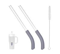 Lot de 2 Pailles de Rechange pour Gobelet Voyage Ninja Blendboss, Pailles en Silicone Réutilisables avec Goupillon Nettoyage Idéales pour les Voyages la Maison et les Trajets Domicile-Travail