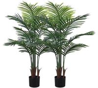 Lot de 2 palmiers artificiels Areca, 120 cm, en plastique noir, avec pot