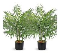Lot de 2 Palmiers artificiels Areca de 80 cm - Faux Palmier Tropical - Dypsis Lutescens - Plantes en Pots pour Maison, Bureau, Balcon, décoration intérieure et extérieure