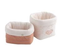 Lot De 2 Panières De Rangement En Coton Matelassé Blanc