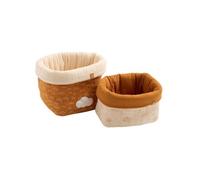Lot De 2 Panières De Rangement En Double Gaze De Coton Marron
