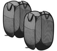 Vendos85 Lot de 2 paniers à linge pliables - Noir