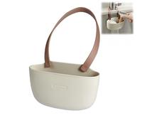 Lot de 2 paniers à suspendre en silicone pour robinet d'évier - Sac de rangement ventilé avec sangles amovibles pour cuisine et salle de bain, facile à installer (café, 1)