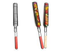 Lot de 2 paniers de barbecue Hoshiy Grilling Skewers - En acier inoxydable - Pour kebab - Réutilisables - Simples et pratiques - Brochettes pour viande, cabobs, légumes, crevettes, fruits de mer