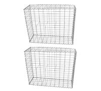 MonsterShop Paniers de gabions – Lot de 2 100 x 80 x 30 cm – Acier galvanisé argenté