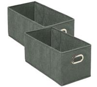 Lot de 2 paniers de rangement en tissu avec poignée Vert, L. 31 x l. 15 x H. 15 cm, MIX'N MODUL