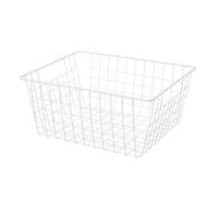 Lot de 2 Paniers de rangement pour Chambre. Salle de Bain en métal blanc - Longueur 28 x Largeur 22 x Hauteur 12 cm