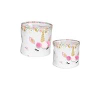 Atmosphera for Kids - Lot de 2 Paniers Déco Enfant "Licorne" 30cm Blanc Blanc G