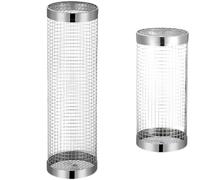Lot de 2 paniers roulants pour barbecue en acier inoxydable, grand et petit format, accessoires pour légumes 7,9 po 20 cm, panier rond rotatif à 360°, poignée en bois pour cuisson BBQ