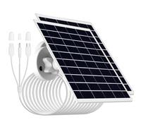 Lot de 2, panneau solaire 9W/5V compatible avec caméras à batterie | livré avec câble de charge 3 en 1 de 3m (connecteurs Micro USB, Type-C et DC3,5×1,35), IP65 étanche