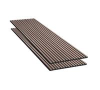 Lot de 2 Panneaux Acoustiques Muraux Bois 240x60x2,2cm - Finition Noyer - Fond Noir