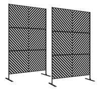 Outsunny Lot de 2 Panneaux Brise Vue Décoratif 122 x 45 x 198 cm Noir | Paravent Extérieur, Motif Géométrique Ajouré, en Acier