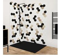 Lot de 2 panneaux de douche en aluminium (90x220 & 120x220 cm) + profilés blanc - Mix Hexa - Multicolore - 99DECO