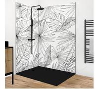 Lot de 2 panneaux de douche en aluminium (90x220 & 120x220 cm) + profilés noir - Lamnar - Noir - 99DECO