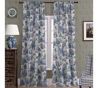 Lot de 2 Panneaux de Rideaux occultants modérés en Toile de Coton à Motif Floral pour Salon, Rideaux de Plafond au Sol pour Chambre à Coucher, Grand millénaire, décoration de Ferme côtière, Bleu et