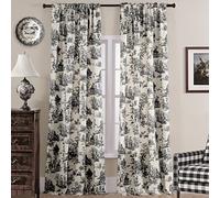 Lot de 2 Panneaux de Rideaux Semi-occultants en Coton à Motif imprimé Moderne de Style Ferme, pour Salon, Chambre à Coucher, 213,4 cm de Long, Noir