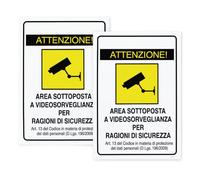Lot de 2 panneaux de surveillance vidéo en plastique 30 x 20 cm | Signalisation de sécurité bioadhésive pour intérieur et extérieur