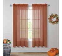 Lot de 2 panneaux de voilages en terre cuite de 160 cm de long pour chambre à coucher et salon - Rouille brûlée orange rouge