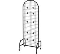 Lot de 2 panneaux muraux grillagés 600 x 1640 mm Présentoir métallique avec roulettes et crochets
