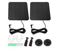 Lot de 2 Panneaux solaires 12 W Haute efficacité avec Chargeur étanche pour projecteur annulaire Cam Stick Up Cam caméra de sécurité extérieure ABS Noir Silicium monocristallin