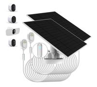 Lot de 2 panneaux solaires 6W/5V compatibles avec les caméras Arlo Ultra, Ultra2/2XL, Pro3/4/4X/5, GO2, Floodlight,Installation facile, IP66, câble de charge de 4m