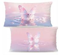 Lot de 2 Papillon Lin Housses de Coussin, Salon Maison 40x60cm F-2262