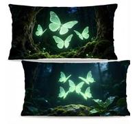 Lot de 2 Papillon Lin Housses de Coussin, Salon Maison 50x70cm F-2361
