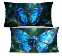 Lot de 2 Papillon Lin Housses de Coussin, Salon Maison 60x80cm F-1872