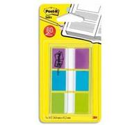 Lot de 2 paquets de 3 blocs 20 marque-pages chacun, standards dans un étui transparent 2,54cm Coloris: violet, bleu, vert G