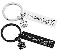 Lot de 2 paquets pour porte-clés maison, en acier porte-clés maison nouveau couple lui et elle porte-clés familial personnalisé maison nouvelle idée cadeau de pendaison première maison cadeaux de Noël