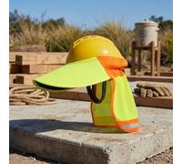 Lot de 2 pare-soleil avec rabat pour le cou et guêtres en soie glacée, visière en maille respirante pour travailleurs du bâtiment, travail en plein air, jaune, orange, bleu (bleu)