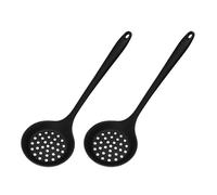 Lot de 2 passoires de cuisine, écumoire, louche, passoire en silicone, cuillère fendue avec long manche, ustensiles de cuisine pour la cuisine