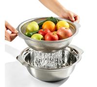Lot de 2 passoires en acier inoxydable de 23 cm avec bol, passoire pour aliments de cuisine, passoire à pâtes pour laver les pâtes, fruits, légumes, passe au lave-vaisselle