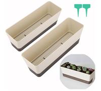 （Lot de 2）Petit bac a Fleurs rectangulaire, Pot de Fleurs rectangulaire en Plastique, jardinieres Exterieur Balcon pour Plantes