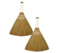 Lot de 2 Petits balais à Main pour intérieur, balayette Manuelle, Poils Souples naturels en Paille de miscanthus, Effet Antistatique Contre poussière et Cheveux, Bureau, Bois, Coins étroits