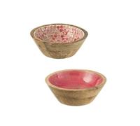 Lot de 2 petits bols en bois de manguier intérieur rose