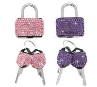 Lot de 2 petits cadenas avec clés en métal pour casier, valise, sac à dos, boîtes, sac d'ordinateur portable (rose + violet)