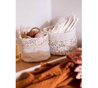 Lot de 2 petits paniers de rangement réversibles imprimé fleurs beige TU