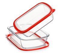 Lot de 2 petits plats de cuisson rectangulaires en verre de 1,5 l avec couvercle pour la cuisson, petits plats de cuisson pour four