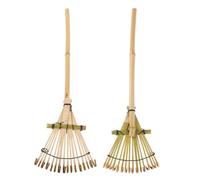 Lot de 2 Petits râteaux de Jardin en Bambou Blanc 19,6 Pouces | Style japonais élégant, pour racines de plantes, nivellement précis du sable, tamisage léger des bacs à sable