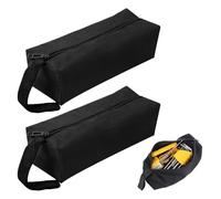 Lot de 2 petits sacs à outils vides - Sac à outils portable - Étanche - En tissu multi-usages - Pour rangement de sac de voiture, sac de vélo, porte-monnaie - Avec fermeture éclair