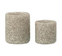 Lot de 2 Photophores en Verre Pierre 9cm Grège
