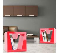 Lot de 2 pièces diviseur MDF étagères en bois vivant étagères de salle rouge haute brillance