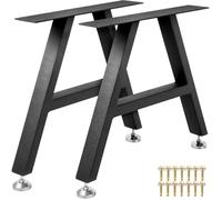 Lot de 2 Pieds de table 28x20"" - métal - Jusqu'à 400 kg Pour Meubles Noir